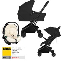 Carucior 3 in 1 Lionelo Sia Flex - Compact si Usor, Pliabil, Include Landou si Scoica Auto, Black Onyx/Beige Cream - 1