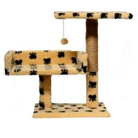 AGILITY Ansamblu de joaca pentru pisici cu canapea, 2 etaje, lemn si plus, bej, 70 cm - 1