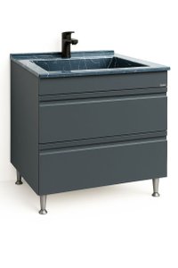 Set Baza front MDF si Lavoar granit seria 486, cu sertare, 80 cm, antracit - 1