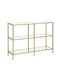 Consola VASAGLE LGT27G aurie, din metal si sticla securizata, cu 3 rafturi, 100 x 30 x 73 cm - 1
