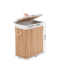 Coș de rufe din bambus natural, Songmics LCB64Y, 100L, 52 x 32 x 63 cm - 4