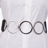Curea elastica cu 3 cercuri metalice argintii de 7 cm - 1