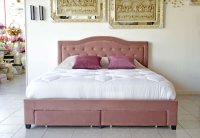 Pat, 180 x 200 cm, Terasino roz cu 4 sertare, tapitat catifea, somiera inclusa - 2