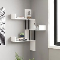 Raft de perete Aliza cu colturi, alb, 105 x 20 x 60 cm - 1
