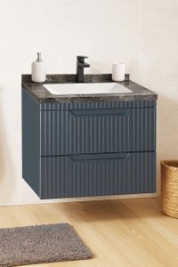 Set Baza Suspendata MDF cu Lavoar Seria 833, 60 cm, Antracit - 1