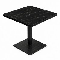 Masa din MDF,patrat  texturata, Homs ,negru marmurat-negru,80 x 80 X 75 cm,A0111 - 1