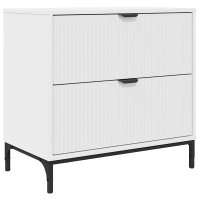 Noptiera alba cu 2 sertare, lemn compozit, 63.5 x 36 x 61 cm - 1