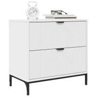 Noptiera alba cu 2 sertare, lemn compozit, 63.5 x 36 x 61 cm - 4
