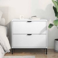 Noptiera alba cu 2 sertare, lemn compozit, 63.5 x 36 x 61 cm - 5