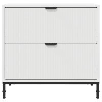 Noptiera alba cu 2 sertare, lemn compozit, 63.5 x 36 x 61 cm - 7