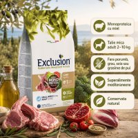 EXCLUSION Mediterraneo Miel si Orez pentru Câini Mici, Hrană Monoproteică 2kg - 4