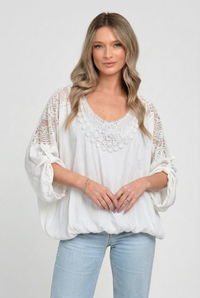 Bluza alba din matase cu dantela si broderie eleganta - 1