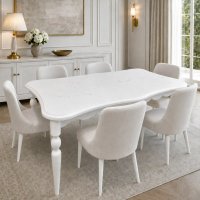 Masa de dining Verona din MDF alb, 160 x 90 x 76 cm pentru 6 persoane - 1