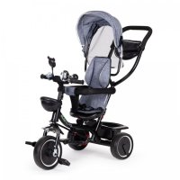 Tricicleta pentru copii Ecotoys JM-066-9 Gri cu sezut rotativ, de la 12 luni roti din spuma Eva, suport picioare, parasolar ajustabil si detasabil - 1