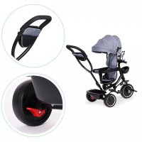 Tricicleta pentru copii Ecotoys JM-066-9 Gri cu sezut rotativ, de la 12 luni roti din spuma Eva, suport picioare, parasolar ajustabil si detasabil - 3