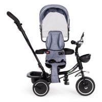 Tricicleta pentru copii Ecotoys JM-066-9 Gri cu sezut rotativ, de la 12 luni roti din spuma Eva, suport picioare, parasolar ajustabil si detasabil - 5