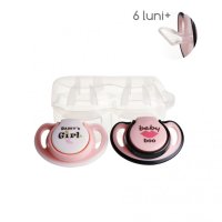 Set 2 suzete ortodontice din silicon si cutie sterilizare Minut Baby 6+ roz - 2