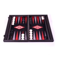 Set joc table backgammon - stejar negru cu linii argento - 48x60 cm - 1