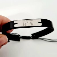 Bratara din piele pentru barbati - Placuta personalizata cu simbol de familie - Aur Alb 14k - 1