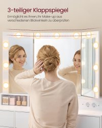 Masa de Toaleta Kailyn cu LED, Vasagle, Alb, 107x40x144 cm - 3