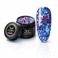 Gel Colorat Twinkle Color Gel EVERIN 5ml - 21 | Nuanta Albastru-Turcoaz cu Glitter Roz si Violet Holografic - 1