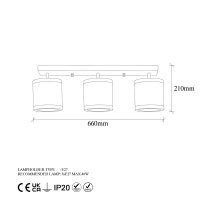 Lustra Way Caramiziu 66x15x21 cm - Corp Metalic cu Abajur - 5