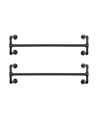 Set 2 sine de haine montaj perete, Songmics, 110 x 30 x 29.3 cm, HSR64BK-02 Negru - 1