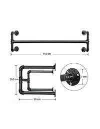 Set 2 sine de haine montaj perete, Songmics, 110 x 30 x 29.3 cm, HSR64BK-02 Negru - 4