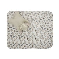 Set 2 piese, paturica moale 90 x 75 cm, pernuta in forma de ursulet 45 x 30 cm Poffy Beige 0 luni+ - 2
