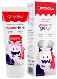Pasta de dinti naturala pentru copii cu capsuni si probiotice 50 ml Nordics - 1