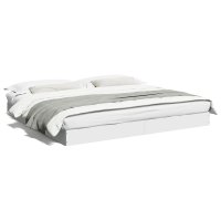 Cadru de pat alb din lemn prelucrat 180x200 cm - 2