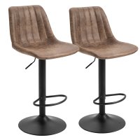 HOMCOM Set de 2 Scaune de Bar Căptușite, Rotative cu Suport pentru Picioare, 43x46,5x91-103 cm, Maro | Aosom Romania - 1