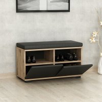 Banca cu dulap pantofi Drago Nuc 80x42x35 cm - 4