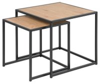 Set 2 masute de cafea Seaford, finisaj natural si negru mat, 50 x 50 x 45 cm - 3