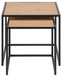 Set 2 masute de cafea Seaford, finisaj natural si negru mat, 50 x 50 x 45 cm - 4
