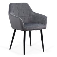 Scaun BUC 260 gri din catifea cu picioare metalice negre - 1