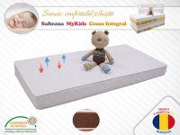 Saltea pentru copii din fibra de cocos Integral 140x70x8 cu husa din microfibra matlasata - 2