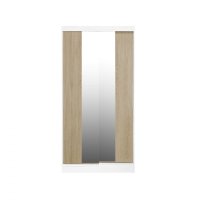 Dulap KOSS 04, cu usi glisante si oglinda, corp alb + usi sonoma, 100x60x200 cm - 1
