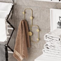 Cârlig de perete Wallxpert din metal auriu, 26x5x48 cm - 2
