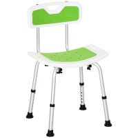 Scaun de Dus HOMCOM pentru Seniori, Reglabil pe Inaltime, cu Spatar si Antialunecare, Dimensiuni 51.5x49.5x68.5-81cm, Verde - 1
