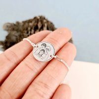Bratara Personalizata Trei Generatii din Argint 925 cu Banut de 15 mm - 1