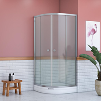 Cabina de dus Londra semirotunda cu sticla clara, 80 x 80 x 195 cm, cadita si sifon incluse - 2