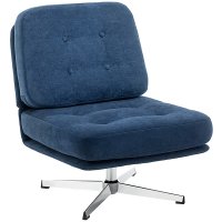 Fotoliu Pivotant HOMCOM pentru Living cu Chenilă, Șezut Lat și Picioare Metalice, Albastru Închis | Aosom Romania - 1