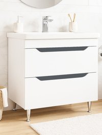 Set Baza front MDF si Lavoar seria 756, cu sertare, 80 cm, alb + antracit - 1
