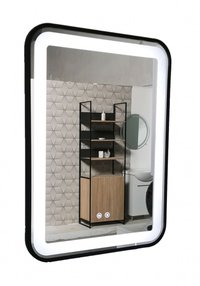 Oglinda cu iluminare LED si functie dezaburire, MD3, rama neagra, 60x80 cm - 1