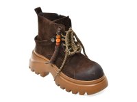 Bocanci GRYXX 35568 maro din piele intoarsa, cu sireturi - 1