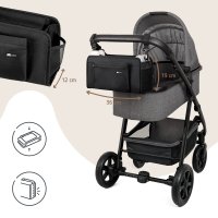 Sipo Negru - Geanta de umar cu borseta detasabila, organizator pentru carucior - 2