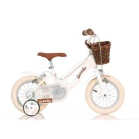 Bicicleta pentru copii Dino Bikes Retro 12 inch, cu roti ajutatoare si cosulet vintage, White - 1