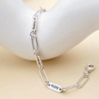 Bratara TOTUL MEU din argint 925, cu 4 placute personalizate si lant cu zale mari - 1