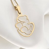 Colier Mama cu 2 Copii - Pandantiv din Argint 925 Placat cu Aur Galben 18K - 1